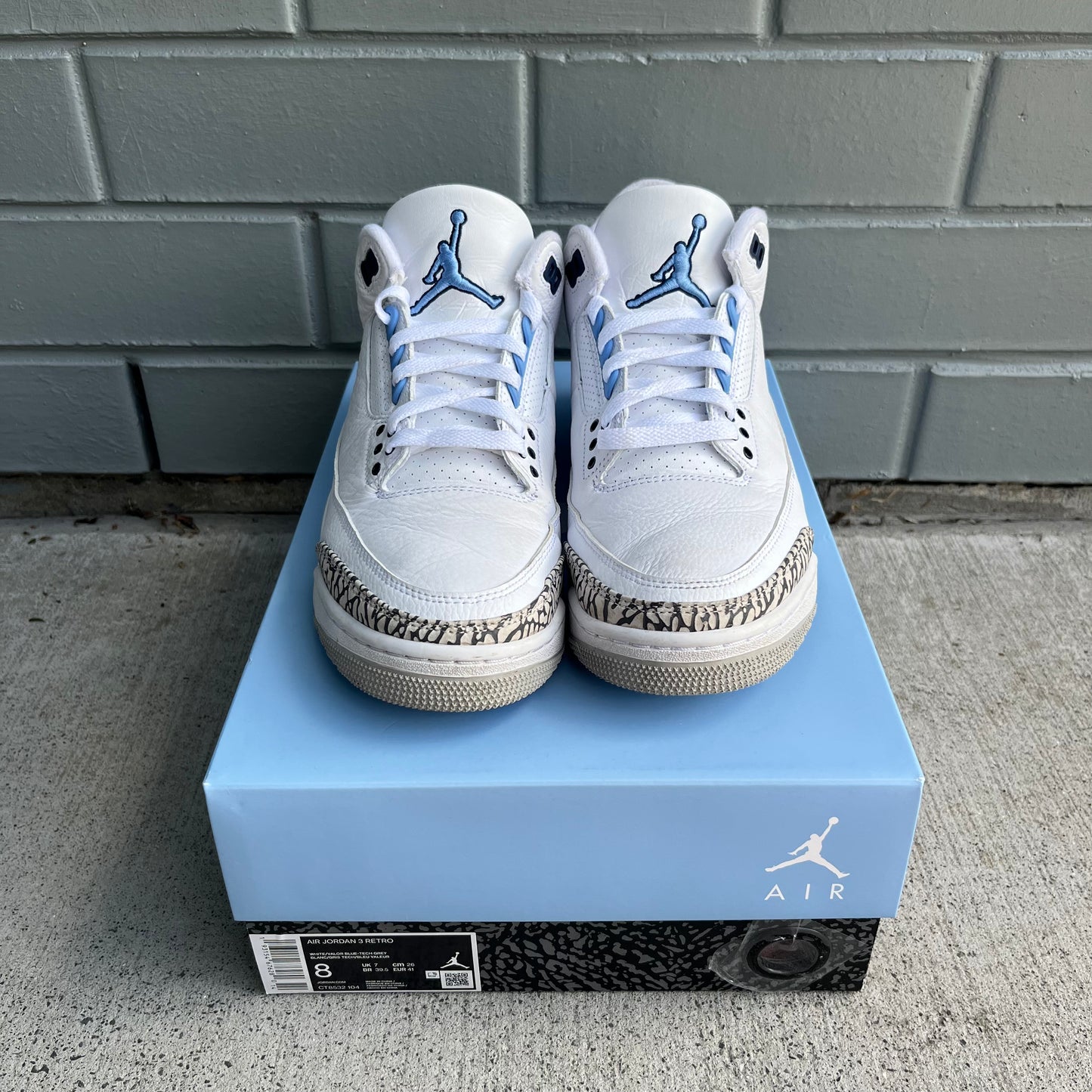JORDAN 3 "UNC" - PRELOVED PAIR (MENS US8)